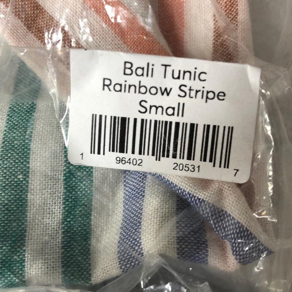 Marine Layer Bali Tunic Top Linen Blend Cap Sleeve V-Neck Rainbow Stripe NWT S - Picture 4 of 6